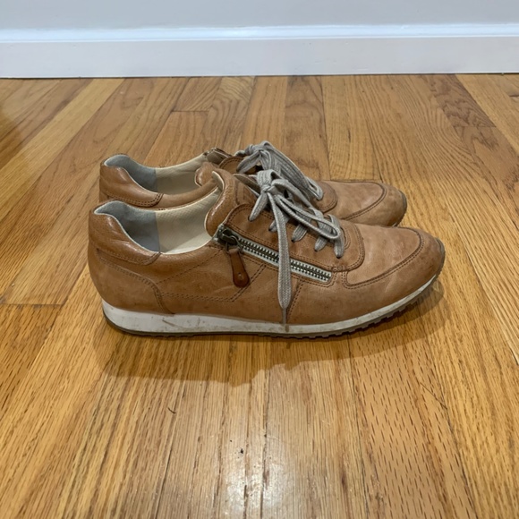 Paul Green Cage leather Sneakers Tan cognac zip lace up Sz 8.5 UK 6 Judy - Picture 11 of 16